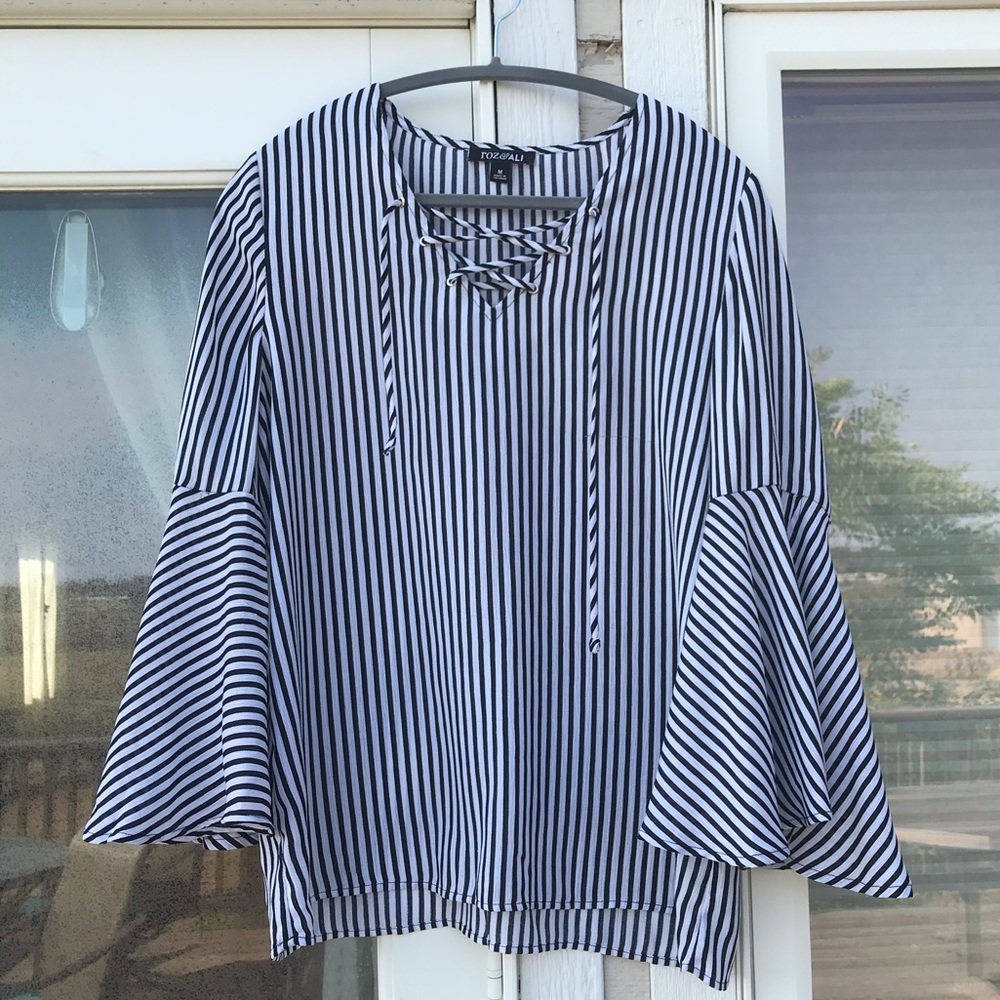 Black and white striped blouse